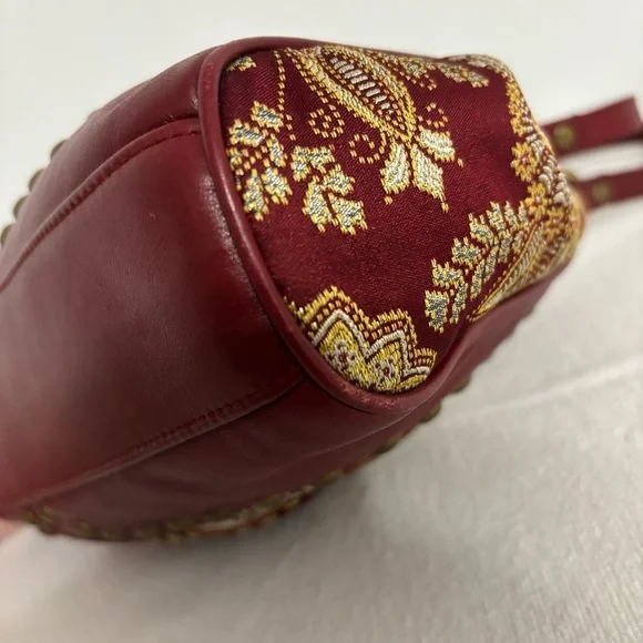 Isabella Fiore Leather & Tapestry Small Shoulder or Handbag With Studs Detail - Picture 5 of 16